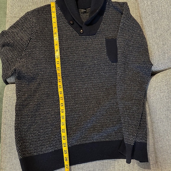 J. Crew Men's 100% Lambswool Shawl Collar Sweater, Blue | Sz XL? - Picture 9 of 9